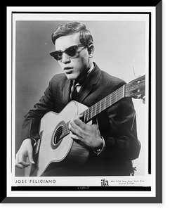 Historic Framed Print, [Jos&eacute; Feliciano, half-length portrait, facing left, playing guitar],  17-7/8" x 21-7/8"