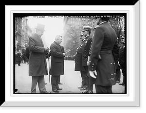 Historic Framed Print, Commander Bingham and Mayor McClellan pin medals on honor policeman in police parade, New York,  17-7/8" x 21-7/8"