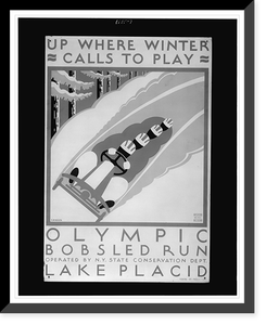 Up where winter calls to play Olympic bobsled run Lake Placid.J. Rivolta. - 2, Antique Poster