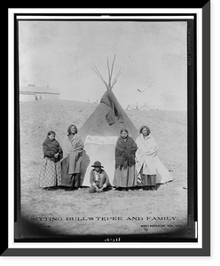 Historic Framed Print, Sitting Bull's tepee and family,  17-7/8" x 21-7/8"