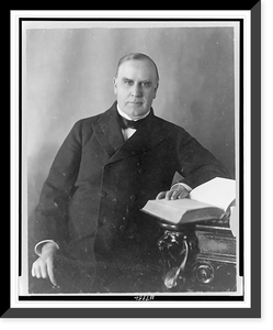 Historic Framed Print, [President William McKinley, half-length portrait, seated at desk, facing front],  17-7/8" x 21-7/8"