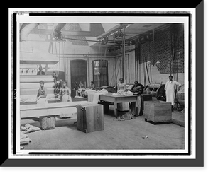 Historic Framed Print, [African American women and men posed by machinery, Lexington Laundry, Richmond, Virginia],  17-7/8" x 21-7/8"