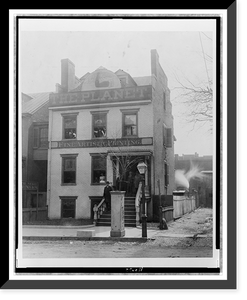 Historic Framed Print, [People posed on porch of and in the Planet newspaper publishing house, Richmond, Virginia],  17-7/8" x 21-7/8"