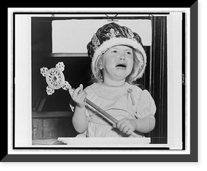 21/2 year old Jean Hunter crying, wearing an oversized crown and holding a scepter at a mock coronation at the Madison Square Boys Club, New York City.World Telegram & Sun photo by Fred Palumbo