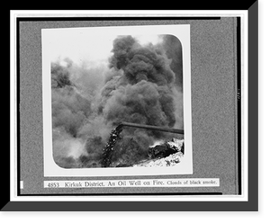 Black & White Photo - Kirkuk district. An oil well on fire