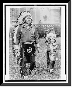Vintage Photo Print - Chicago - Chief Thunder Cloud strolling with son