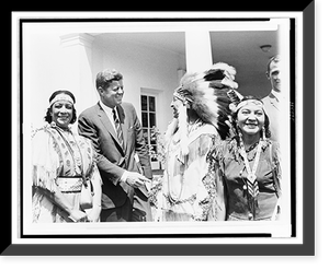 Calvin H. McGhee and two women of the Creek Nation, confer with President John F. Kennedy, outside the White House, Antique Wall Art