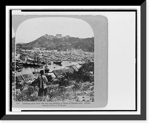 Historic Framed Print, Looking east over the bay and fishing village of Shaukiwan, China,  17-7/8" x 21-7/8"