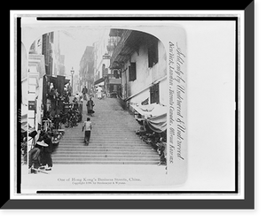 Historic Framed Print, One of Hong Kong's business streets, China,  17-7/8" x 21-7/8"