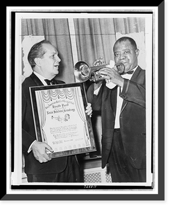 Vintage Building Photo - Louis Armstrong plays trumpet while Joey