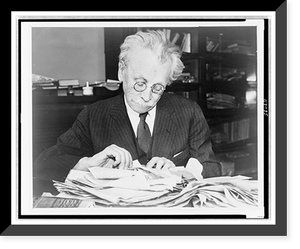 Abraham Cahan, half-length portrait, looking down at printed material on desk.World Telegram & Sun photo, Vintage Wall Art