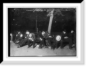 Historic Framed Print, Tramps sleeping on park bench,  17-7/8" x 21-7/8"