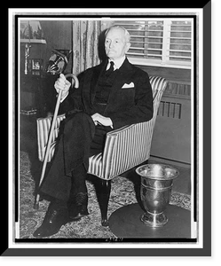 General John J. Pershing, full-length portrait, seated, facing slightly left, holding cane, Historic Print