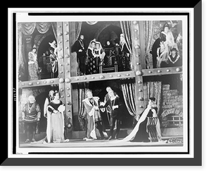 Act II, Scene 3 of Hamlet, showing actors and actresses on two level stage, Mayakovsky Theater, Moscow, Russia, Vintage Print