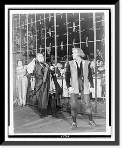 Act III, Scene 2 of Hamlet, showing Claudius handing Laertes a knife, Mayakovsky Theater, Moscow, Russia, Vintage Print