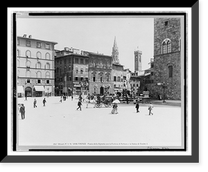 Firenze - Piazza della Signoria con la Fontana di Nettuno e la Statua di Cosimo I, Historic Print