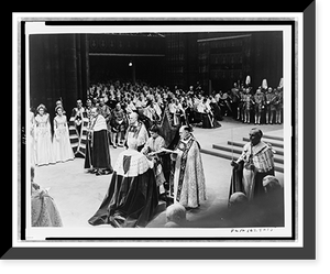 Queen Elizabeth II receiving the Spurs of Chivalry from the Lord Great Chamberlain during her coronation, Vintage Wall Art