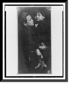 Historic Framed Print, [Young boy holding a smaller child],  17-7/8" x 21-7/8"