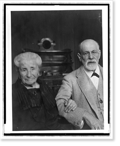 Vintage Portrait - Sigmund Freud and his mother, Amalia