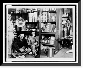 Four soldiers in pharmacy supply room of US Army hospital, Melbourne, Australia, Antique Poster