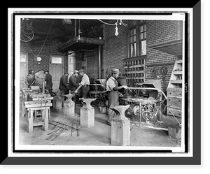 Historic Framed Print, [Young men training in blacksmithing at Hampton Institute, Hampton, Virginia],  17-7/8" x 21-7/8"