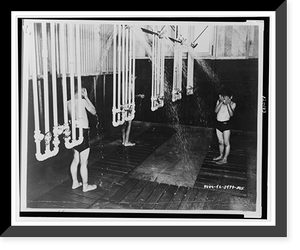 A group of Japanese American boys use communal showers, Fresno Assembly Center, California, Vintage Wall Art
