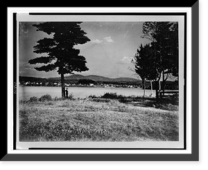 Historic Framed Print, [View of Lake Opechee, with Belknap Mountains in background, New Hampshire],  17-7/8" x 21-7/8"