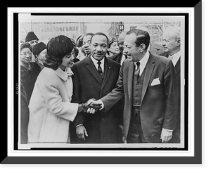 Historic Framed Print, Mayor Wagner greets Dr. & Mrs. Martin Luther King, Jr. at City Hall.World Telegram & Sun photo by Phil Stanziola.,  17-7/8" x 21-7/8"