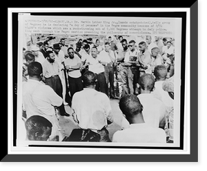Historic Framed Print, [Dr. Martin Luther King, Jr., hands outstretched, addressing group of African Americans in Albany, Ga.],  17-7/8" x 21-7/8"