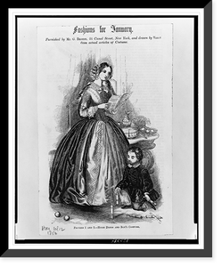 Fashions for January. Figures 1 and 2. Home dress and boy's costume.Voigt, Antique Wall Art