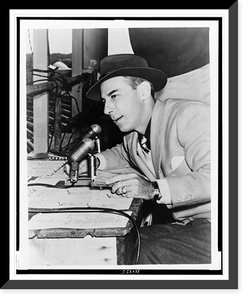 Bill Stern, three-quarter length portrait, seated at microphones, facing left, Vintage Wall Art