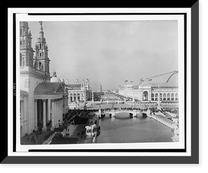 Historic Framed Print, [Bird's-eye view of exposition grounds, with canal in foreground, World's Columbian Exposition, Chicago],  17-7/8" x 21-7/8"