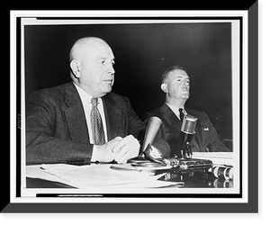 Historic Framed Print, [Harry J. Anslinger, head-and-shoulders portrait, seated at table with David Key in the Federal Courthouse in New York testifying before a U.S. Senate Foreign Relations subcommittee],  17-7/8" x 21-7/8"