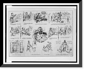 Cartoon depicting scenes in the life of John Morrissey, showing him as a fighter, in jail, as a politician, etc..P. Kramer. Classic, Historic Print