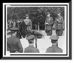 Historic Framed Print, [Marie, Queen of Romania, laying wreath on Tomb of the Unknown Soldier, Arlington cemetery],  17-7/8" x 21-7/8"