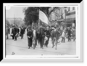 Historic Framed Print, French Reservists going to R.R. station in Paris,  17-7/8" x 21-7/8"