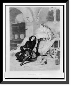 Historic Framed Print, [Juliet finds Romeo dead on the steps of her bier],  17-7/8" x 21-7/8"