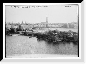 Historic Framed Print, Hamburg .  Lombard Bridge and Alsterdamm,  17-7/8" x 21-7/8"