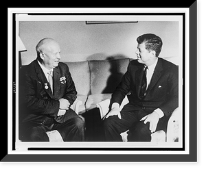 President John F. Kennedy (right) and Nikita Khrushchev, seated on sofa, facing each other, Vienna, Austria Classic, Historic Reproduction