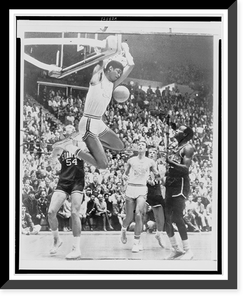 Lew Alcindor Kareem Abdul-Jabbar reaches over backwards to score Classic, Antique Print