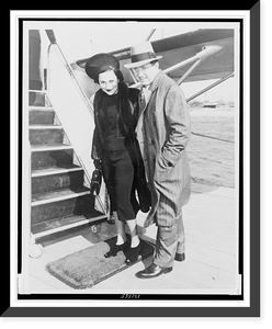 Historic Framed Print, Mr. and Mrs. David O. Selznick, embarking on the Bermuda Clipper ...,  17-7/8" x 21-7/8"
