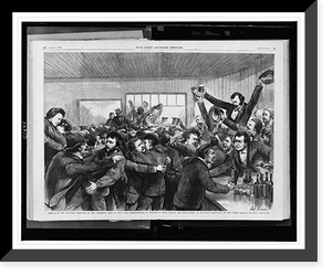 Historic Framed Print, Arrival of the surviving prisoners of the Virginius" crew at New York - demonstrations of welcome by their friends and sympathizers at Trujillo's restaurant in Pine Street.sketched by Matt Morgan.",  17-7/8" x 21-7/8"