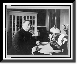 William Howard Taft, half-length portrait, seated at desk, facing right, with pen and eyeglasses in his hands, Vintage Wall Art