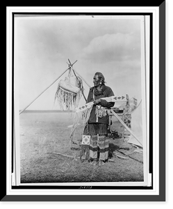 Historic Framed Print, In a Blackfoot camp,  17-7/8" x 21-7/8"