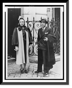 Historic Framed Print, [Erich Maria Remarque with Marlene Dietrich, full-length portrait, during stroll in Paris],  17-7/8" x 21-7/8"