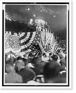 Antique City View - New York City - Herbert Hoover addressing crowd