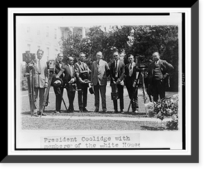 Historic Framed Print, President Coolidge with members of the White House Photographers Assn.,  17-7/8" x 21-7/8"