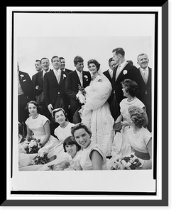 Jackie Bouvier and Jack Kennedy, in wedding attire, with members of the wedding party, Vintage Poster
