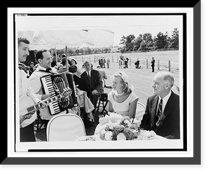 Guests at the Bouvier-Kennedy wedding reception, being entertained by musicians, Vintage Poster