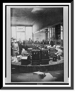 Interior views of the McAllister & Brother optical shop in Philadelphia, Pennsylvania, with stereo portrait of John McAllister, Jr. in his store - 2, Antique Print